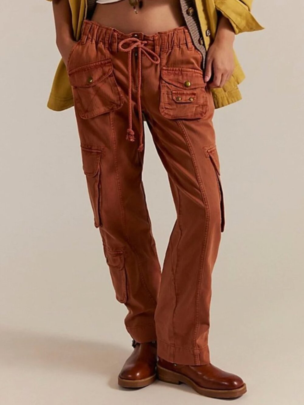 We The Free Women's Tahiti Pull-On Cargo Pants In Cinnabae In Size Large. NWT